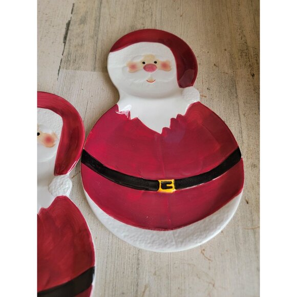 Jolly round Santa plate unique shape set kitchen home decor xmas - Picture 5 of 7